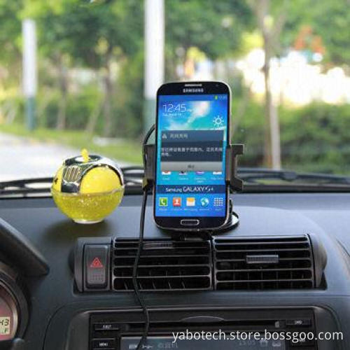5V/1.5A portable wireless car charger for Samsung S4/Note II/iPhone 5, with holder stand/Qi standard